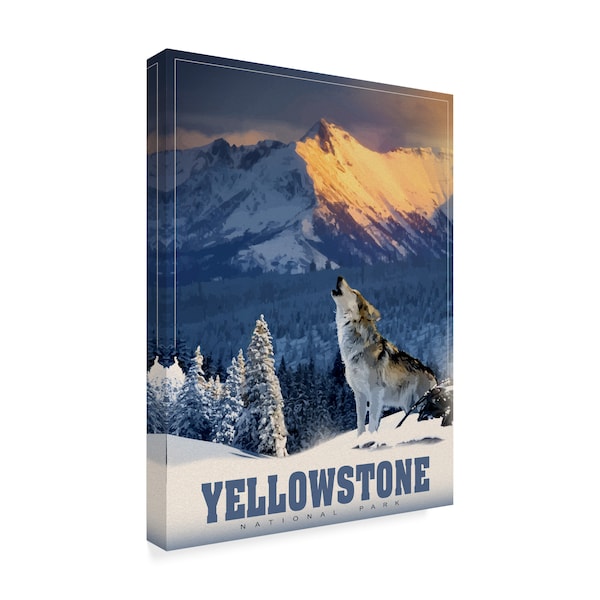 Old Red Truck 'Yellowstone Wolf' Canvas Art,35x47